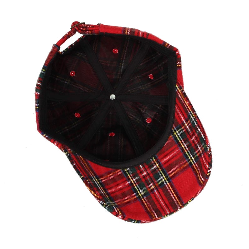WITHMOONS Baseball Cap Tartan Plaid Check Winter Hat KR11087 (Red) - Image 5